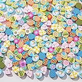 BERMRO 200pcs Easter Egg Polymer Clay Spacer Beads Egg Handmade Polymer Clay Beads Polymer Clay Beads for Jewelry Making Bracelets Bulk((Easter), Small