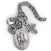 St. Hubert Necklace, Keychain or Clip, Patron Saint of Hunters, Crystal Pendant and Initial Charm