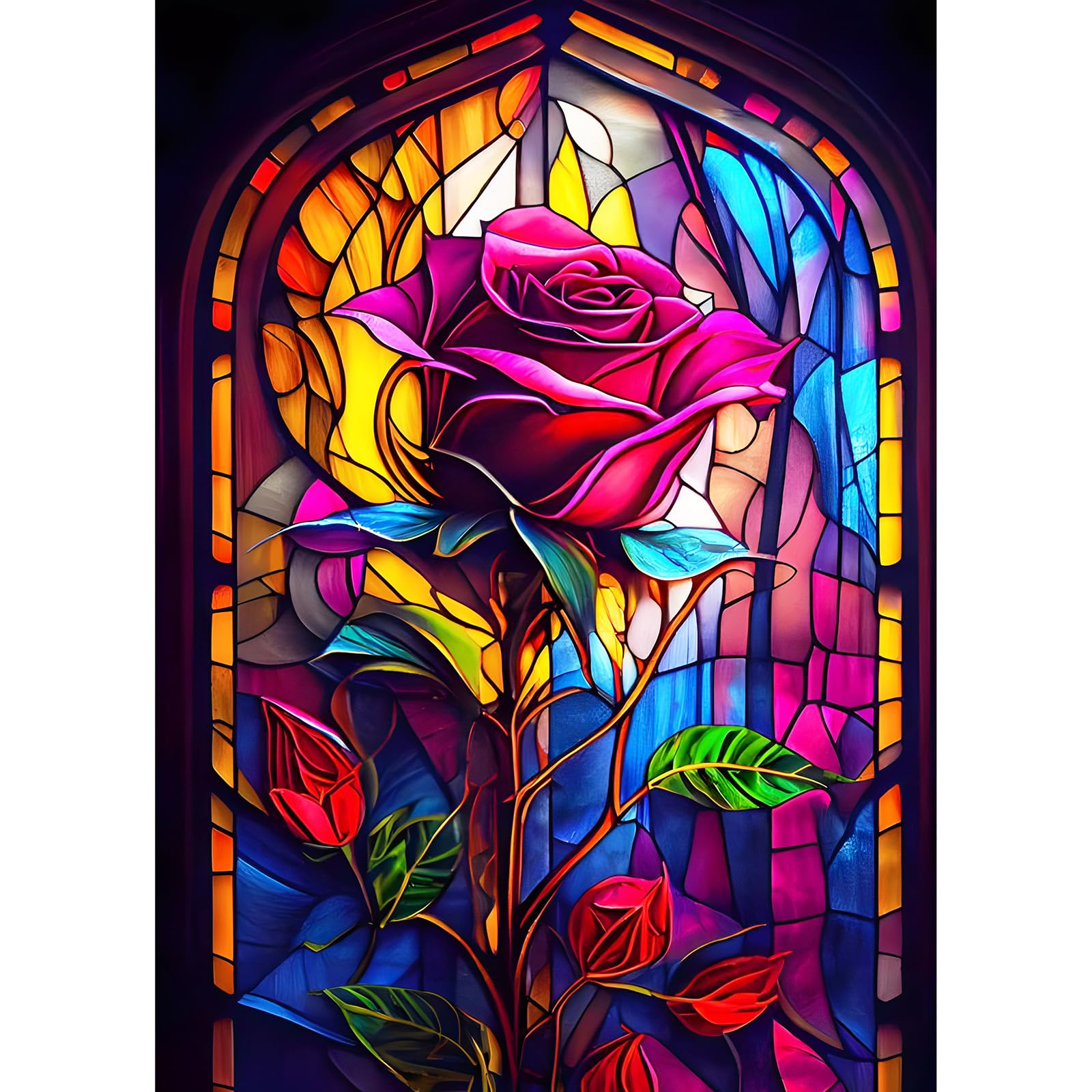 EOBROMD Rose Diamond Paintin Kits for Adults Kids, Full Round Drill Flower Diamond Art Kits, Crystal Rhinestone Art Craft for Home Wall Decor Gifts 30x40cm