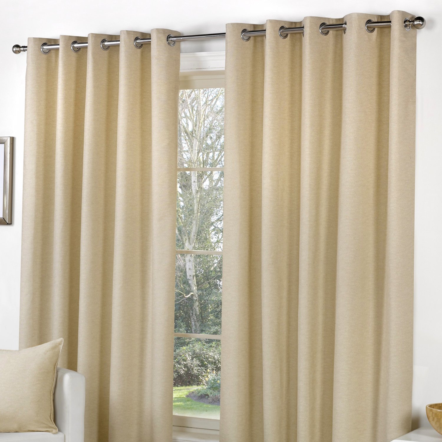 Fusion Sorbonne 100 Cotton Eyelet Lined Curtains Natural 46 X