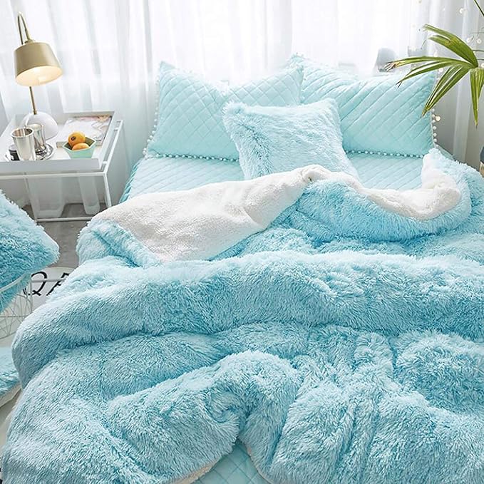 Catherine Lansfield Kunstfell Bettwäsche King Size - Flauschige Bettwäsche In Blush Pink