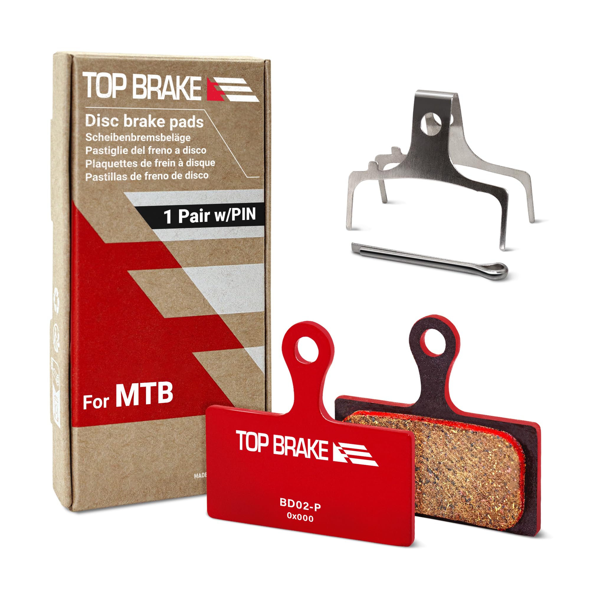Top Brake Disc Mountain Bike Brake Pads for Shimano XTR M9000/9020 Deore XT M785/ M8000| MTB, Downhill, Trail Bikes| Ceramic Compound, Silent Option,Performance Version, Red (PIN Included)