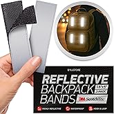 Byllstore Reflective Backpack Bands | 3M Scotchlite Reflectors | Hook-and-Loop Closure | 1x4 &amp; 1.5x5 in | 2-Pack (Silver)