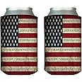 Rogue River Tactical USA Flag Pledge Of Allegiance Collapsible Beer Can Bottle Beverage Cooler Sleeves 2 Pack Gift Set