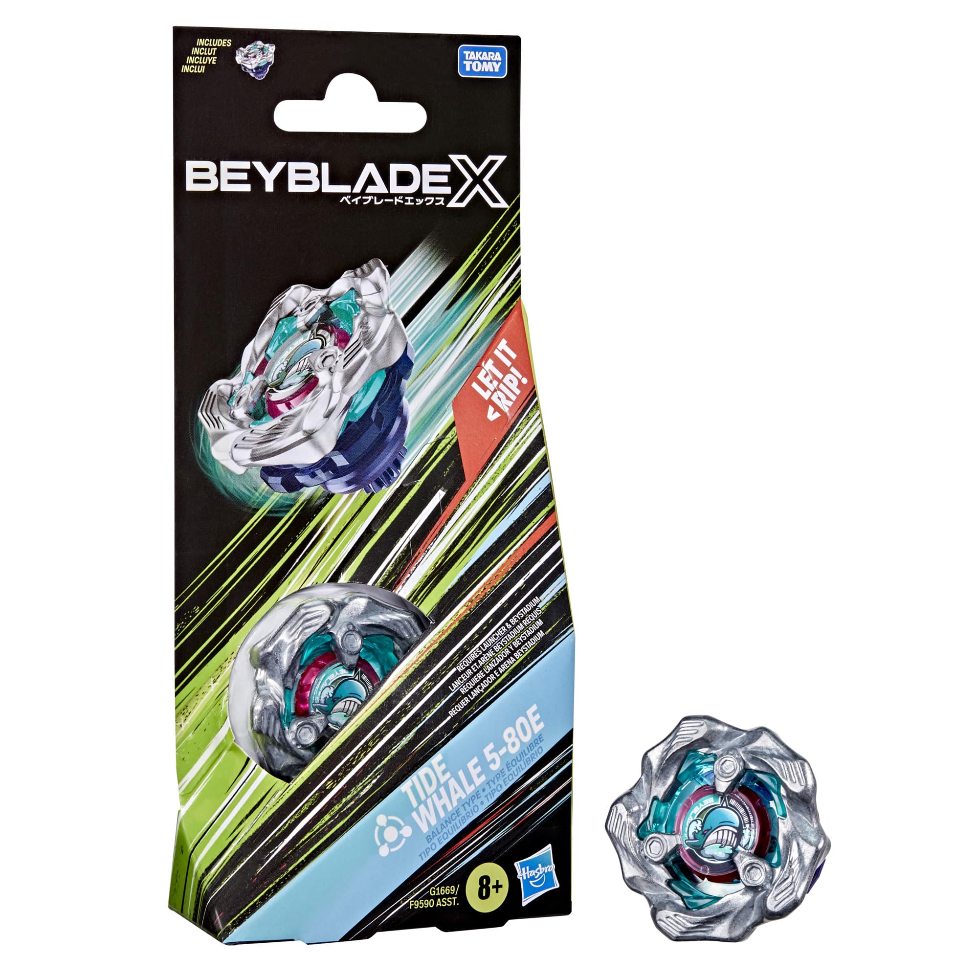 Photo 1 of BEYBLADE X Tide Whale 5-80E Booster Pack Set with Takara Tomy Balance Type Top, Battling Tops Game Toys, Ages 8+