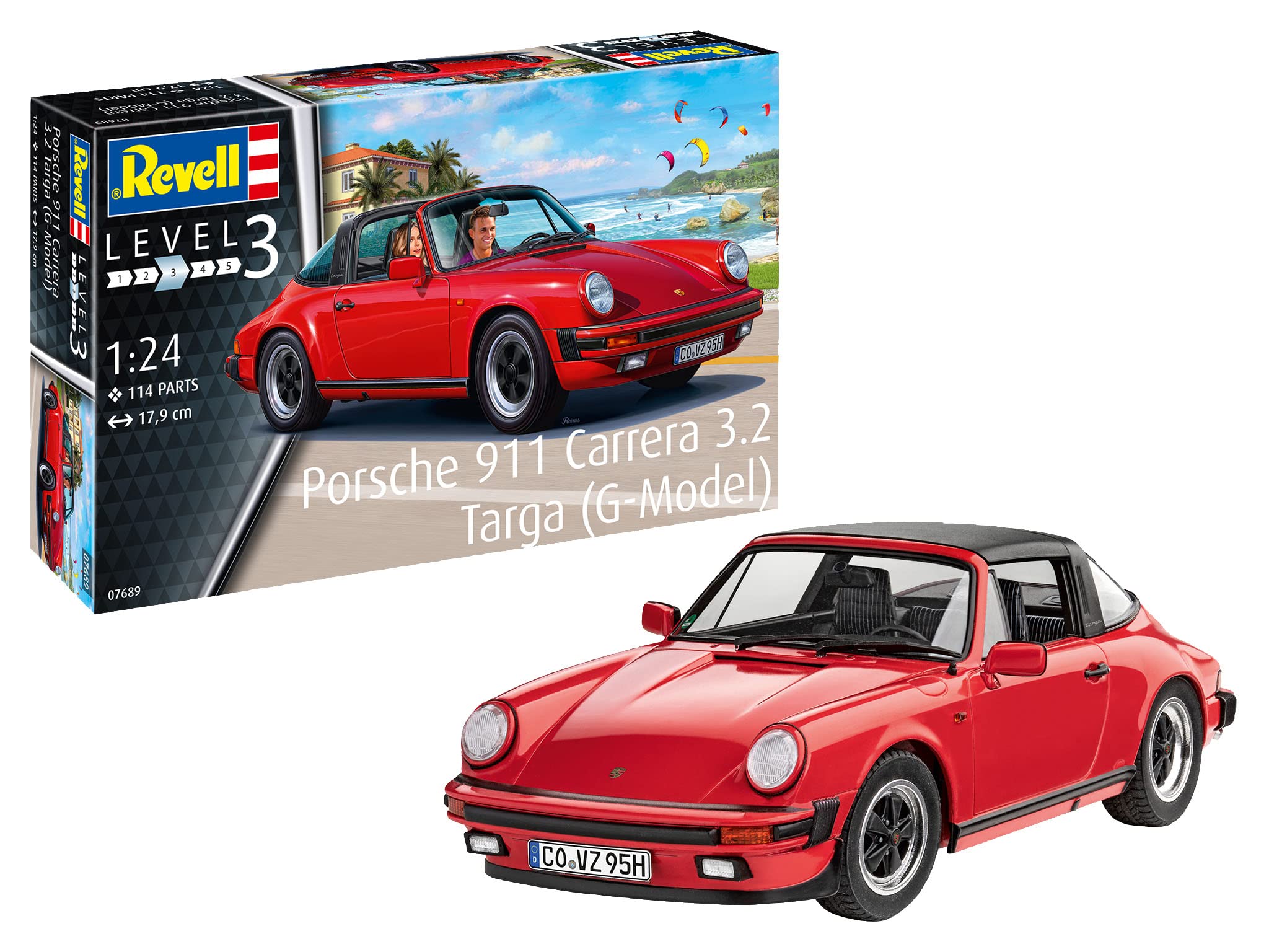 Revell 07689 Porsche 911 Carrera 3.2 Targa (G-Model) 1:24 Scale Unbuilt/Unpainted Plastic Model Kit