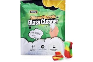 BEWQ Magnetic Glass Cleaner Kit - Reusable Cleaning Tool Deep Cleans Hard-to-Reach Stains Two Brush with Handle Design Versat
