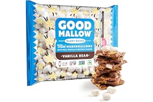 GoodMallow Mini Vegan Marshmallows - Kosher Halal Dairy & Gluten Free Healthy Mini Marshmallows - Natural Gelatin Free for Hot Chocolate, Smores, Campfire, Baking - Non-Artificial