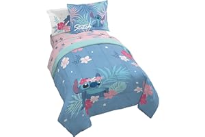 Disney Lilo & Stitch Paradise Dream 7 Piece Full Bed Set - Includes Reversible Comforter & Sheet Set Bedding - Super Soft Fad