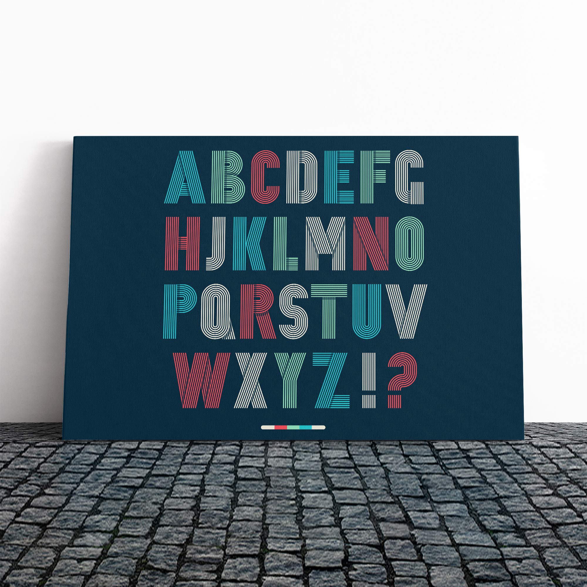 Alphabet Letters Font (2) Canvas Print | Gallery Wrapped 30mm Frame Wall Art | 20x14 inches | Ready to Hang | Modern Picture | Living Room Bedroom Lounge Office