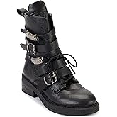 DKNY womens Ita Strappy Combat Boot
