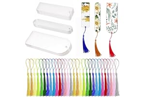 60PCS Acrylic Bookmark Blanks Bulk,30PCS Clear Acrylic Craft Bookmarks with 30PCS Colorful Tassels, Transparent Rectangle Rou