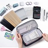 WEMATE Large Pencil Case Canvas 9x4.3x2.4in 5 Compartments Blue view 2