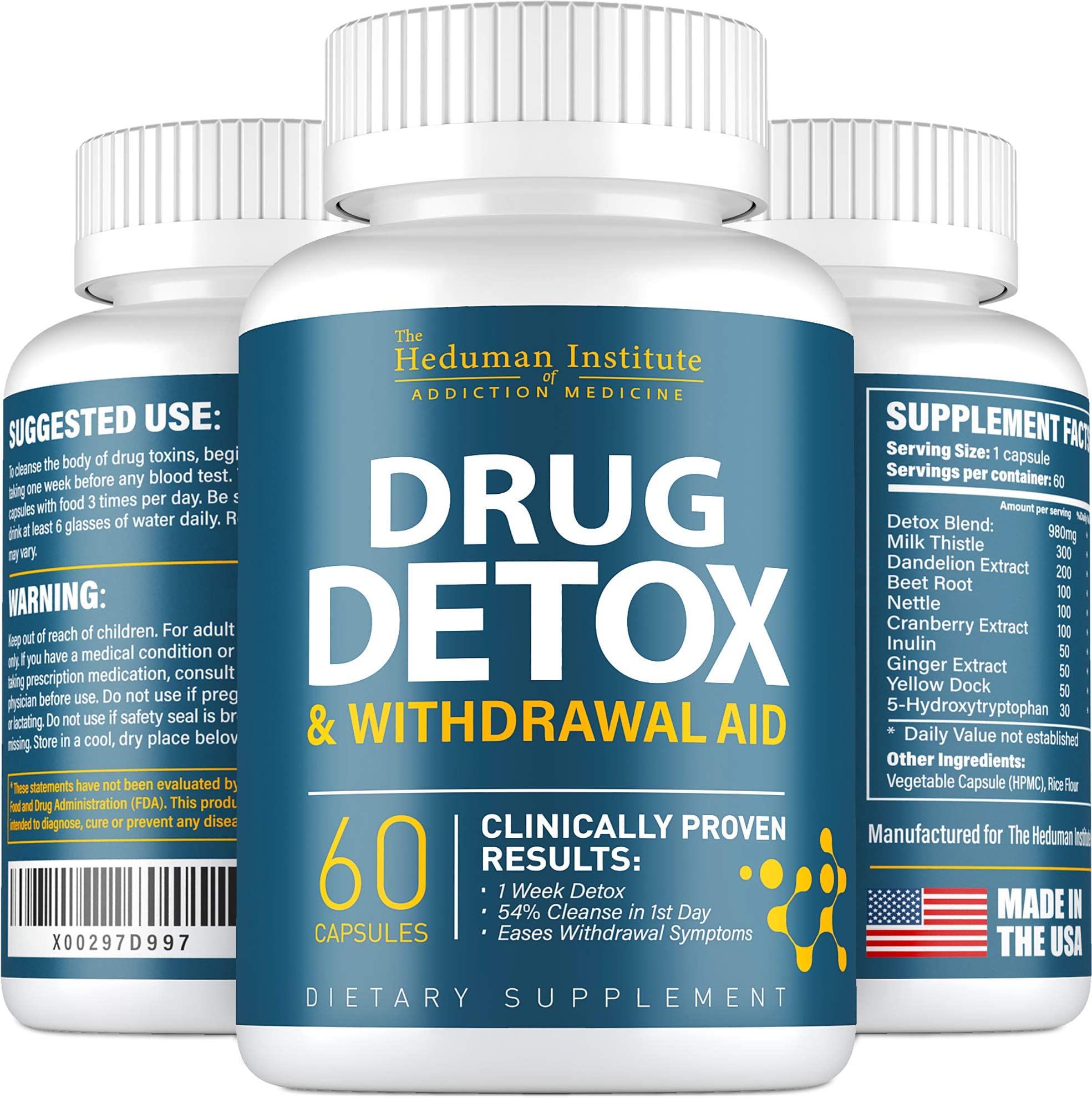 Drug Detox Cleanse - USA Made - Mega Drug Cleanse & Toxins Removal - Potent Kidney & Liver Detox - 7-Days Detox - Natural THC Remove - Best Drug Detox Pills to Pass Drug Test - Premium Drug Detox