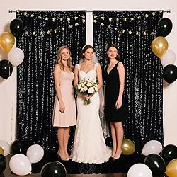 PartyDelight Black Sequin Backdrop Curtains