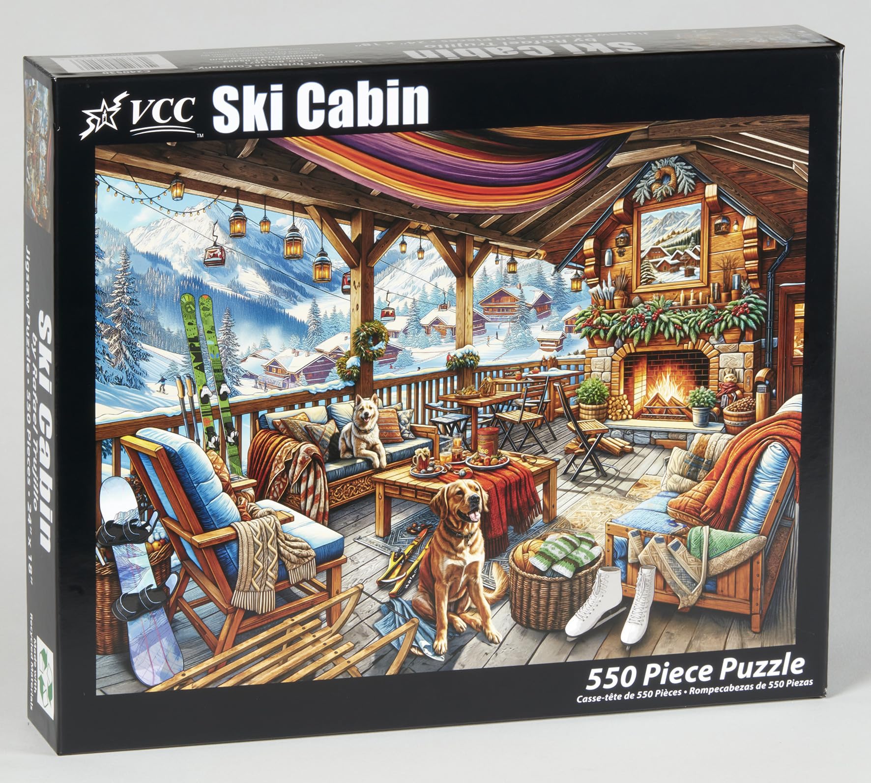 Ski Cabin Jigsaw Puzzle 550 Piece by Vermont Christmas Company - Large Pieces - Fully Interlocking & Randomly Shaped Pieces - 24