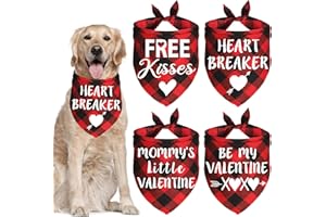 JOTFA 4 Pack Valentines Dog Bandanas, Valentine’s Day Dog Bandanas Scarf Dog Valentine’s Day Bandanas Outfits Clothes for Small Medium Large Dogs Pets (Red)