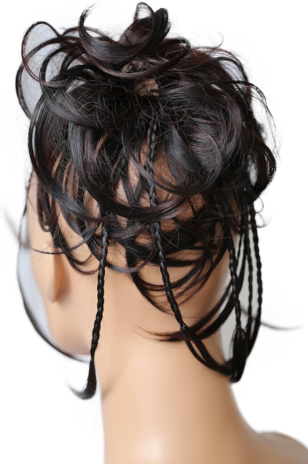 CAISHA XXL Scrunchie Messy Bun Hairpiece Braided Updo Slightly Wavy Voluminous Brown Black Mix G24D