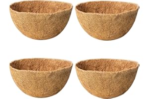 JINYICOCO 4 Pack 14 Inch Coco Liners for Hanging Baskets Coconut Husk Plant Liners 100% Natural Round Coco Coir Liner for Hanging Basket Flowers