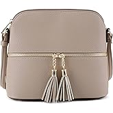 SG SUGU Lunar Lightweight Medium Dome Crossbody Bag Shoulder Bag with Tassel | Zipper Pocket | Adjustable Strap
