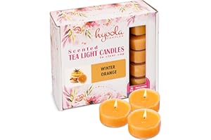 HYOOLA Scented Tealight Candles - Clear Cup - Winter Orange Tealight Candles Scented - 6 Hour Burn Time - 15 Pack - European Made