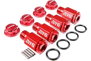 GTBRacing CNC Aluminum 50mm Wheel Hub Extenders + Nut Cap for 1/5 RC Car LOSI Desert Buggy DBXL MTXL DBXL-E V1.0/2.0 Upgrade Part (Extender + Nut Red)