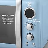 Swan Retro Microwave 20L 800W Blue, 6 Power Levels, Defrost Setting view 3