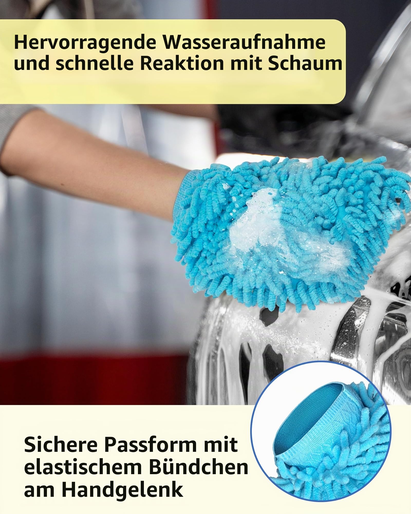 MR.SIGA Mikrofaser-Autowaschhandschuh, Chenille Handschuh für Autoreinigung 5