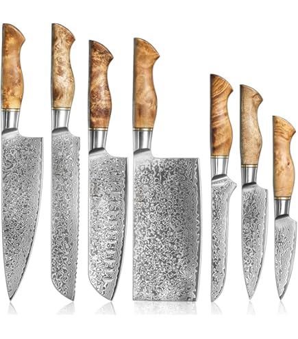 Amazon.com: SENKEN 7-Piece Damascus Kitchen Knife Set - Tsunami