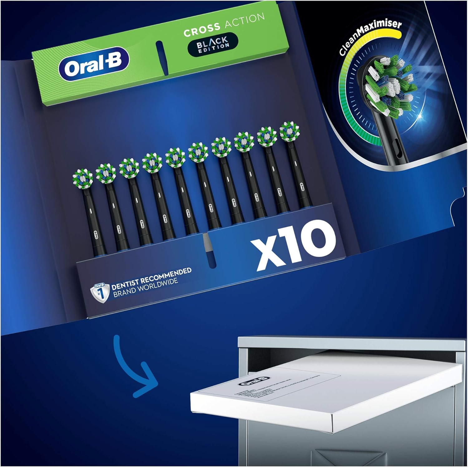 OralB CrossAction Replacement Toothbrush Head Black Edition, Pack of