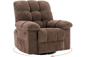 360° Swivel Recliner Chair with Side Pockets, Upholstered Fabric Rocker Recliner Chair, Lazy Boy Recliners Nursery Recliner w