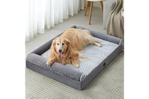 WNPETHOME Dog Beds for Large Dogs, Orthopedic Sofa Dog Bed Mat Pillow with Removable Waterproof Cover, Egg-Foam Dog Crate Bed for Medium Large Dogs (Grey-New, 42.0" L x 30.0" W x 7.0" Th)