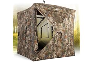 Lenotos Hunting Blind, 270 See Through Ground Blind, 2-3 Person Pop Up Blind, Portable Durable Hunting Ground Blinds for Deer & Turkey Hunting