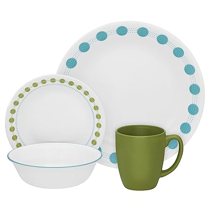 Corelle Livingware South Beach Dinner Set, 16-Pieces, Blue