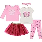 BTween Girls 4 Piece Outfit Set Stylish, Fun, and Versatile Includes Tops, Skirt, and Leggings