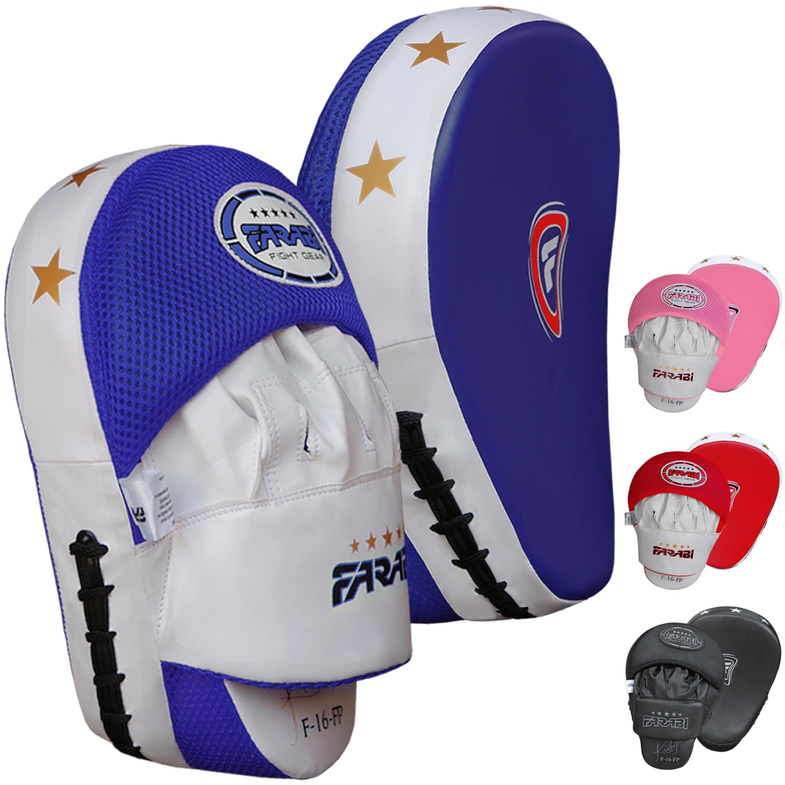 Farabi Focus Pads Curved Punching Hook-Jab Mitts Boxing MMA Training Muay Thai Training Pads Pair (Blue)