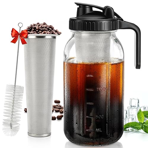 DWTS DANWEITESI Cold Brew Coffee Maker 64 oz,2-Quart Wide Mouth