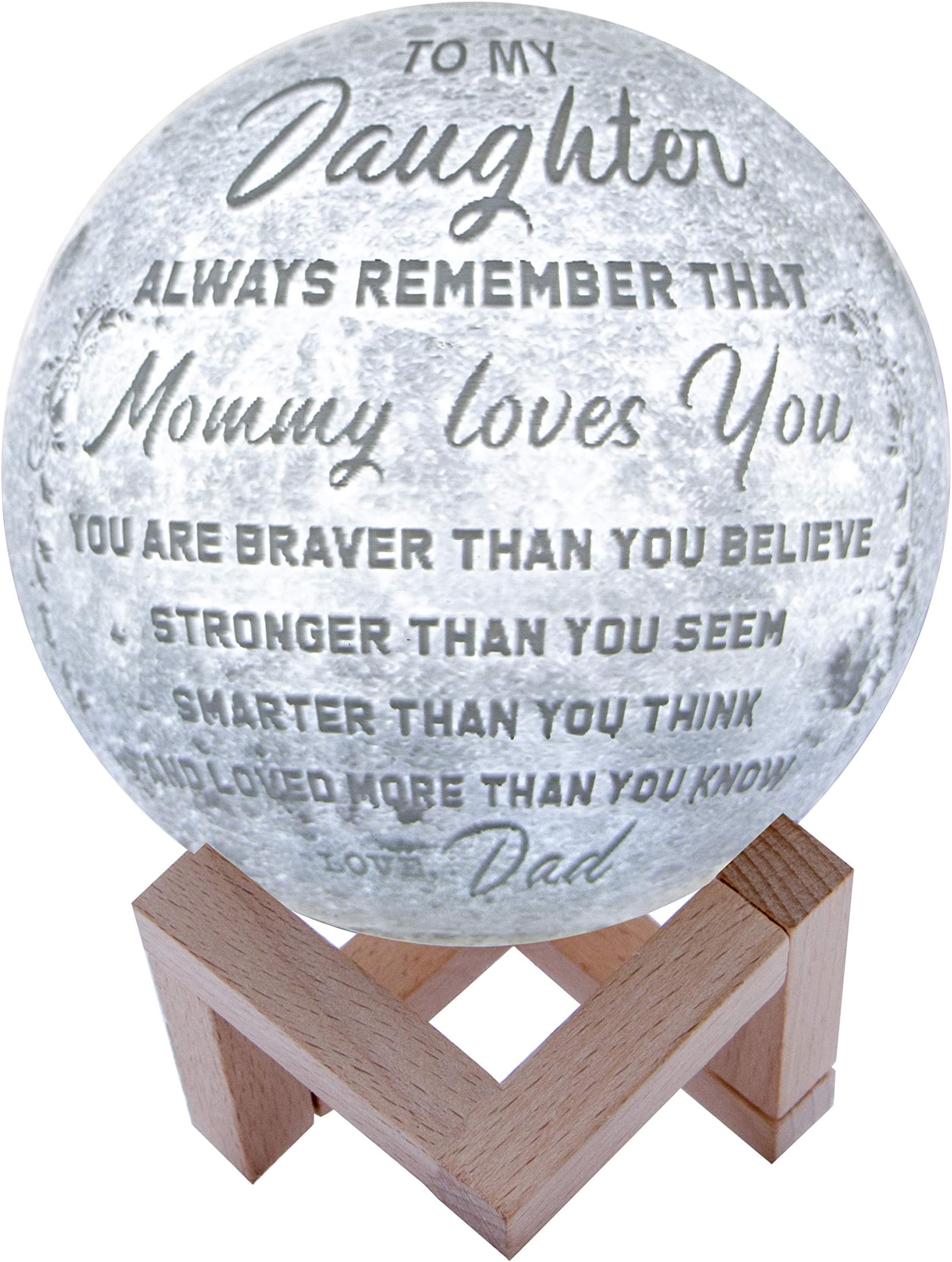 Engraved 3D Moon Lamp for Daughter,Personalized 5.9 Inch 3D Printing Moon Light Gift for Daughter Son Graduation Gift from Mom, from Dad (for Duaghter Form Dad)