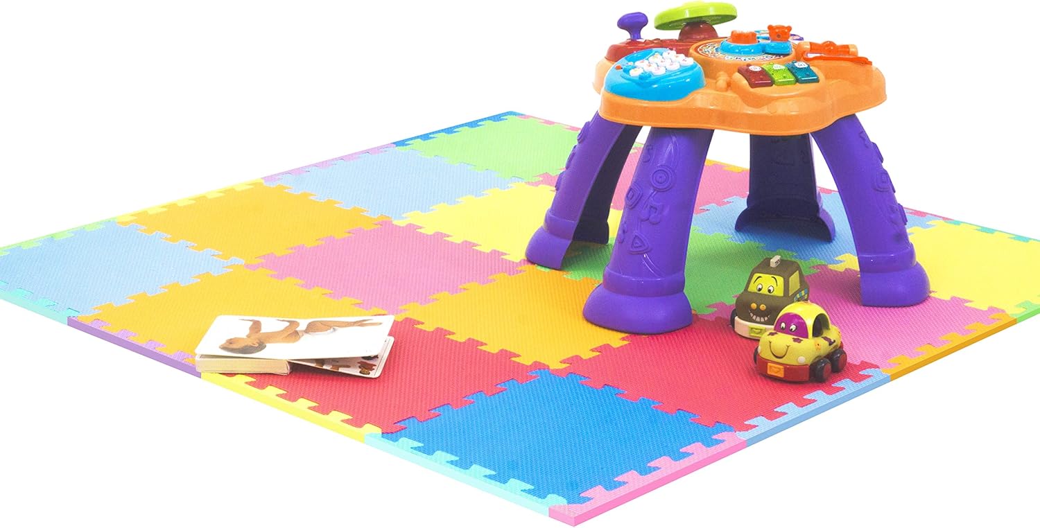 ProSource Puzzle Solid Foam Play Mat for Kids - 16 tiles with edges: Sports & Outdoors