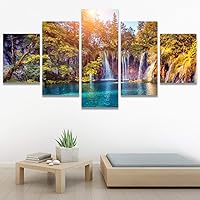 SIGNWIN 5 Panel Canvas Wall Art Modern Art Expressive Farmhouse/Country Landscape Mountain Top Multicolor Photography for Home Decorations Ready to Hang - 60