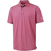 M MAELREG Mens Golf Shirt Short Sleeve Dry Fit Print Moisture Wicking Performance Patterns Collared Polo Shirt