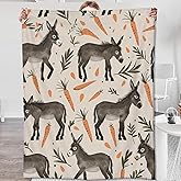Zeleda Donkey Blanket,Gifts for Country Lovers,Lightweight Flannel Throw Blankets,Playful Farm Animal and Carrot on Beige Background Throws Home Decor,for Couch Living Room Office,60x50inch
