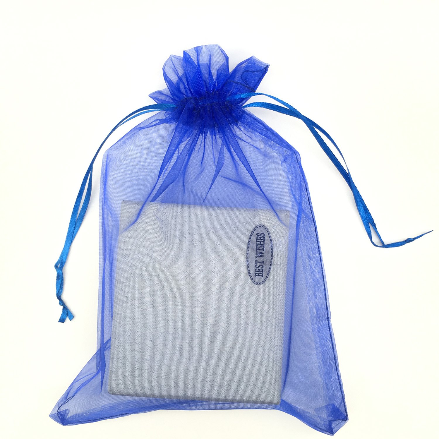 SUNGULF 100pcs Organza Pouch Bag Drawstring 6"x9" 16x22cm Strong Gift Candy Bag Jewelry Party Wedding Favor (Royal Blue) — image 1