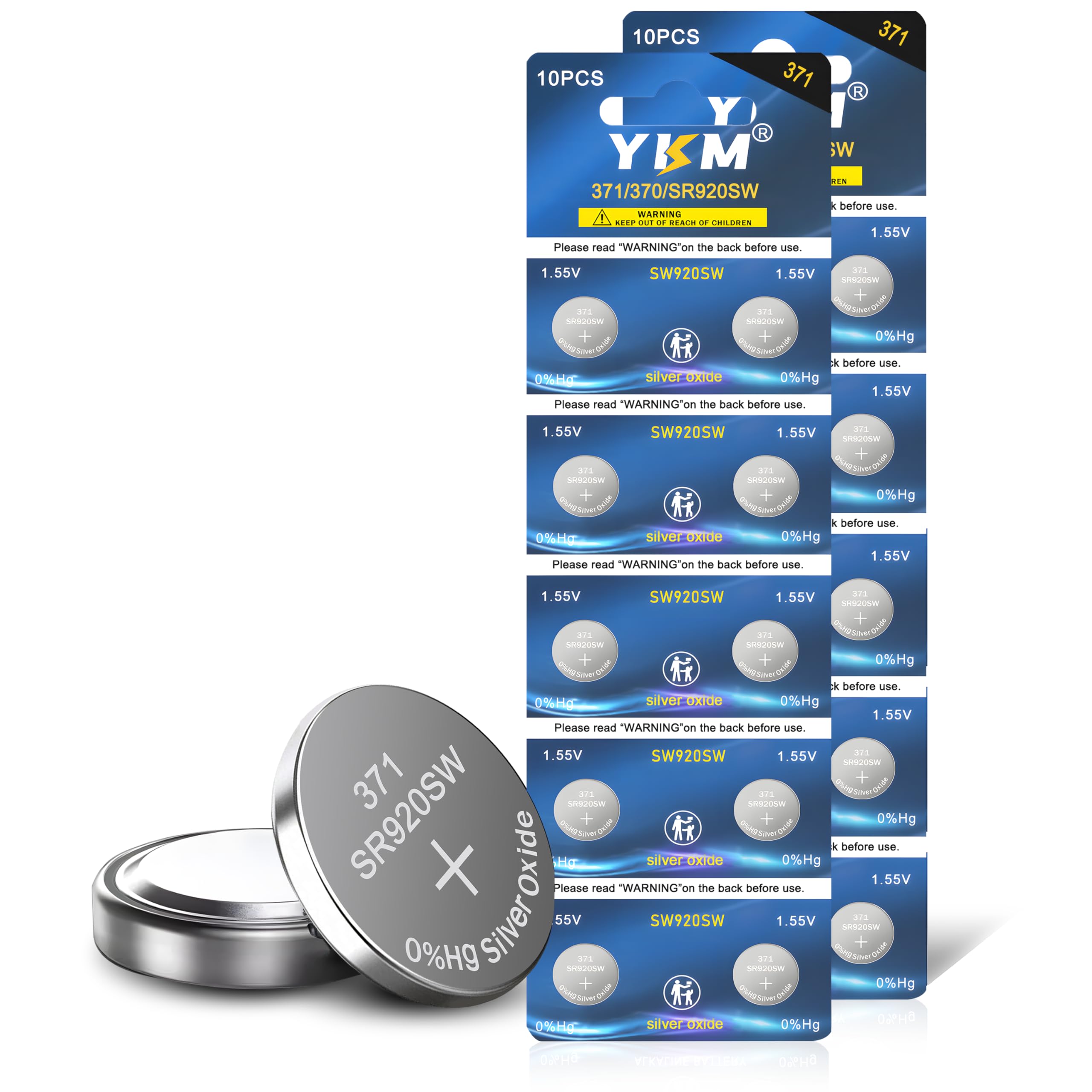 YKM 371 SR920SW Watch Battery 20 Pack AG6 371 370 V371 1.55V Silver Oxide Batteries