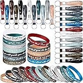 Ecation Bible Verses Bracelets Bulk Scripture Silicone Religious Bracelets Motivational Quote Rubber Wristbands Inspirational Christian Keychain for Party Favors (Classic,Colorful,48 Pcs)