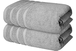 Infinitee Xclusives 100% Cotton Luxury Bath Towels Set of 2 (27x54 Inches), Soft, Absorbent, Quick Dry, Perfect Towels for Bathroom, Gym, Spa & Hotel |Charming Grey|