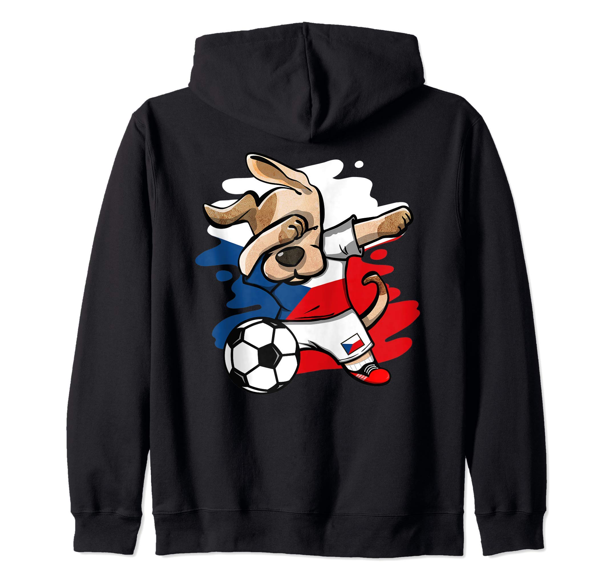 Dabbing Dog Czech Republic Soccer Fans Czech Flag Football Zip Hoodie