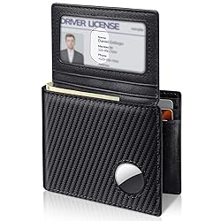 Mens Wallet With AirTag Holder, Bifold Leather RFID