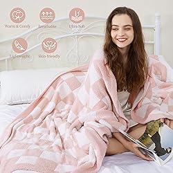 SeaRoomy Throw Blanket Checkerboard Soft Fuzzy