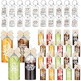 Skylety 40 Pcs/20 Set Christian Church Gifts Bulk 13.5 oz Bible Verse Plastic Cups Bulk Valentine Coffee Tumbler with Bow Inspirational Religious Keychains for Women Men Coworker Volunteer(Clear)